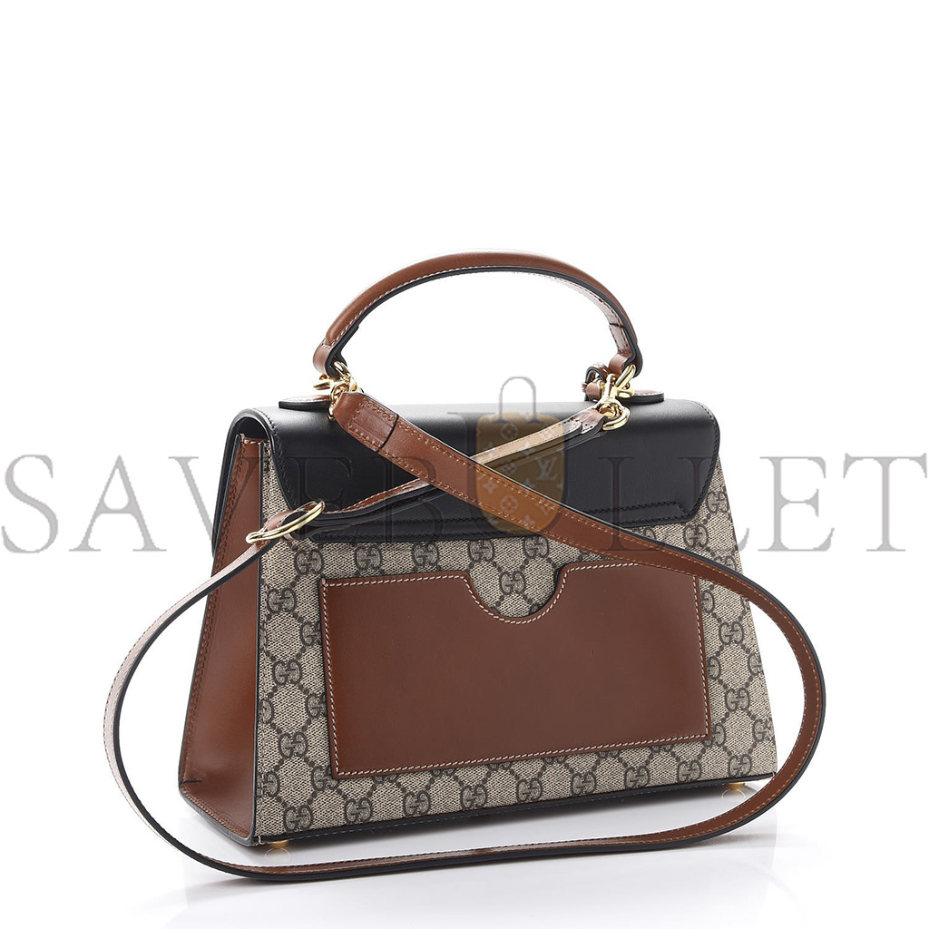 G*u*i gg sup*e monogram calfskin small padlock top handle bag beige black cuir 43188  (28*19*11cm)